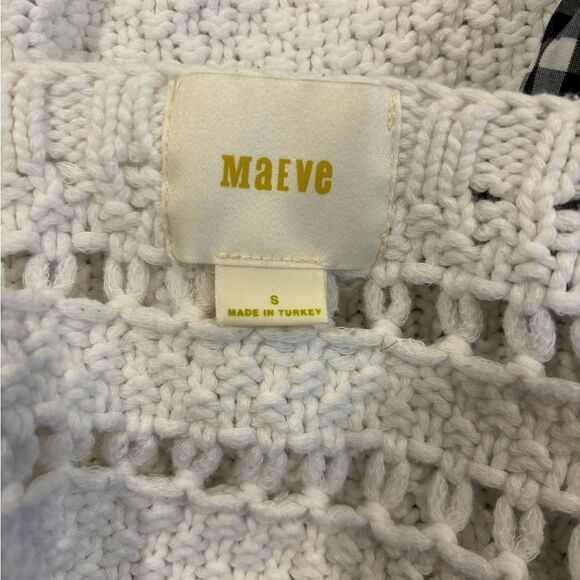 Anthropologie Maeve Gingham Ribbon Sleeve Sweater Small - Picture 9 of 10